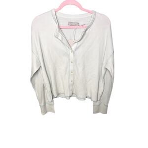 NWT Everlane The Organic Cotton Waffle Knit Cardigan Light Blue Size XL Preppy